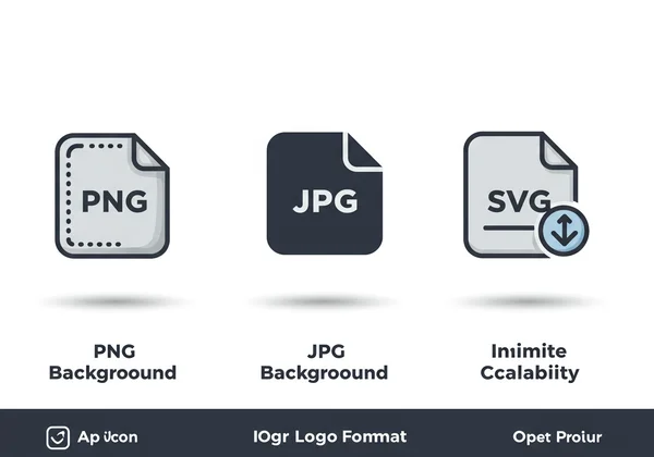 Icons representing PNG, JPG, and SVG logo file formats.