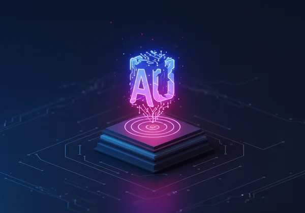 AI logo emerging from a strong brand foundation