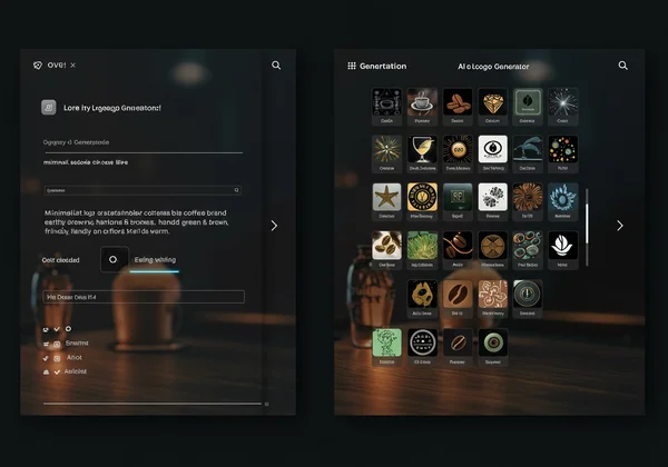 AI logo generator interface with specific input prompts