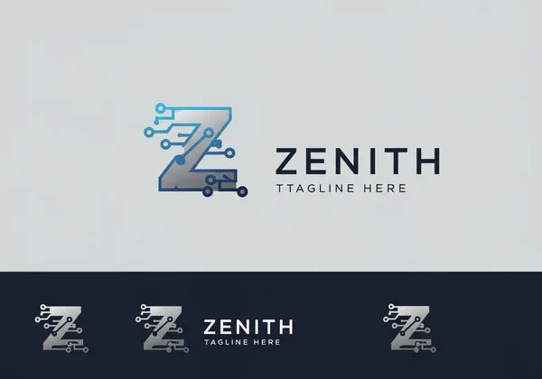 Minimalist "Zenith Tech" logo, Z with circuit pattern