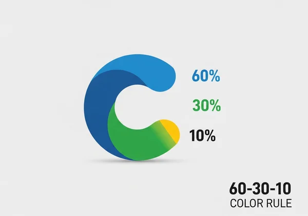 Diagram showing 60-30-10 color rule for logo design