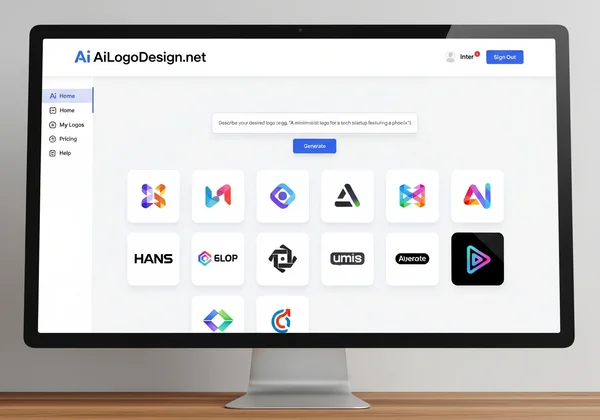 AiLogoDesign.net interface with prompt input