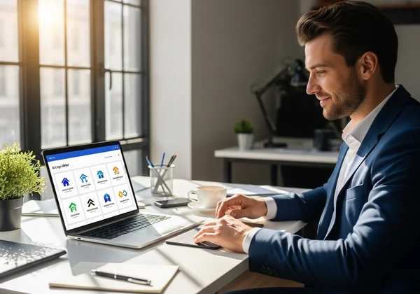 Real estate agent designing logo with AI tool