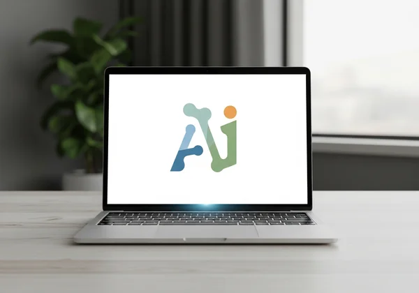 Modern AI logo design on a laptop screen