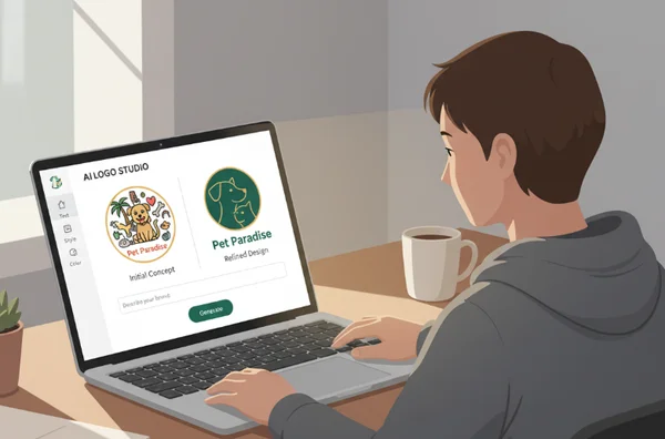 User refining an AI-generated logo design