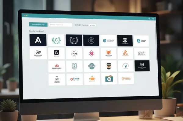Professional AI logo generator dashboard with diverse logos
